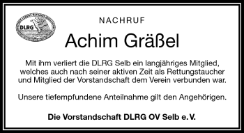 Traueranzeige von Achim Gräßel von Frankenpost