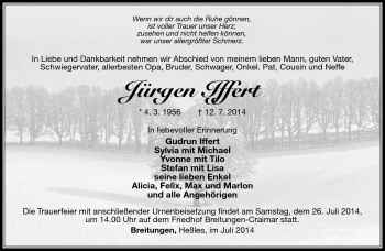 Traueranzeige von Jürgen Iffert von Südthüringer Presse