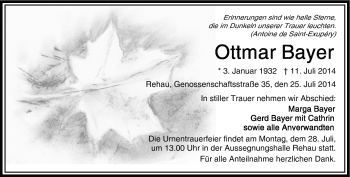 Traueranzeige von Ottmar Bayer von Frankenpost