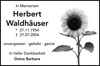 Traueranzeige von Waldhäuser Herbert von Neue Presse Coburg