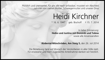 Traueranzeige von Heidi Kirchner von Neue Presse Coburg