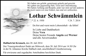 Traueranzeige von Lothar Schwämmlein von Neue Presse Coburg
