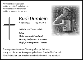 Traueranzeige von Rudi Dümlein von Neue Presse Coburg