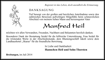 Traueranzeige von Manfred Heil von Südthüringer Presse