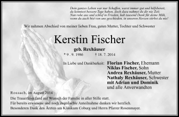 Traueranzeige von Kerstin Fischer von Neue Presse Coburg