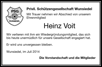 Traueranzeige von Heinz Voit von Frankenpost