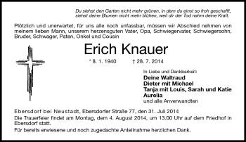 Traueranzeige von Erich Knauer von Neue Presse Coburg