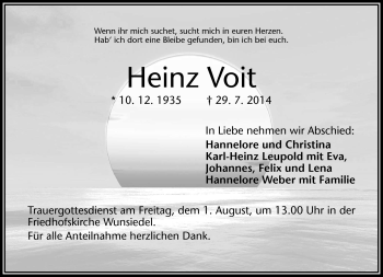Traueranzeige von Heinz Voit von Frankenpost