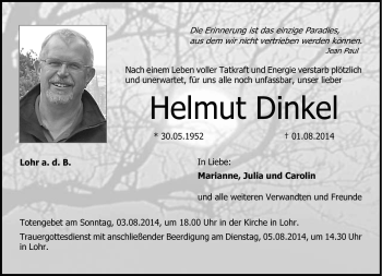 Traueranzeige von Helmut Dinkel von Neue Presse Coburg