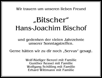 Traueranzeige von Hans-Joachim Bischof von Neue Presse Coburg