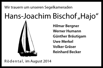 Traueranzeige von Hans-Joachim Bischof von Neue Presse Coburg