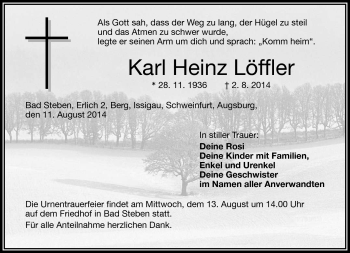 Traueranzeige von Karl Heinz Löffler von Frankenpost