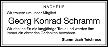 Traueranzeige von Georg Konrad Schramm von Frankenpost
