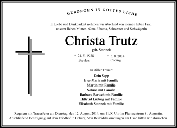 Traueranzeige von Christa Trutz von Neue Presse Coburg