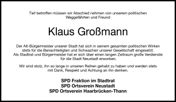 Traueranzeige von Klaus Großmann von Neue Presse Coburg