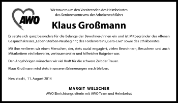 Traueranzeige von Klaus Großmann von Neue Presse Coburg