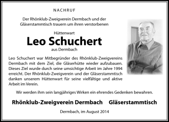 Traueranzeige von Leo Schuchert von Südthüringer Presse
