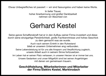 Traueranzeige von Gerhard Kestel von Neue Presse Coburg
