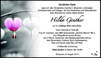 Traueranzeige von Hilda Geuther von Südthüringer Presse