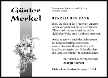 Traueranzeige von Günter Merkel von Südthüringer Presse