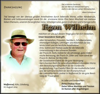 Traueranzeige von Egon Wilhelm von Südthüringer Presse