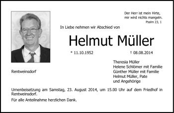 Traueranzeige von Helmut Müller von Neue Presse Coburg