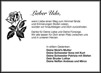 Traueranzeige von Udo Nickl von Frankenpost