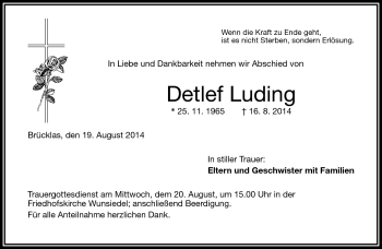 Traueranzeige von Detlef Luding von Frankenpost