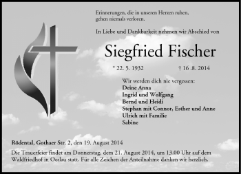 Traueranzeige von Siegfried Fischer von Neue Presse Coburg