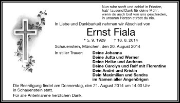Traueranzeige von Ernst Fiala von Frankenpost