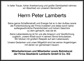 Traueranzeige von Peter Lamberts von Frankenpost