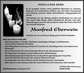 Traueranzeige von Manfred Eberwein von Südthüringer Presse