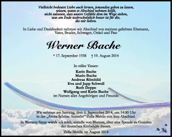 Traueranzeige von Werner Bache von Südthüringer Presse