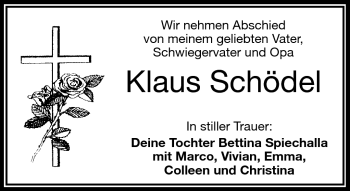Traueranzeige von Klaus Schödel von Frankenpost