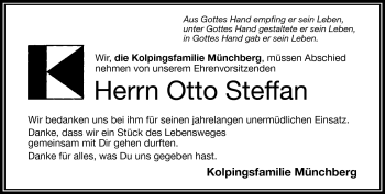 Traueranzeige von Otto Steffan von Frankenpost