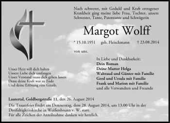 Traueranzeige von Margot Wolff von Neue Presse Coburg