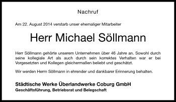 Traueranzeige von Michael Söllmann von Neue Presse Coburg