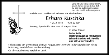 Traueranzeige von Erhard Kuschka von Frankenpost
