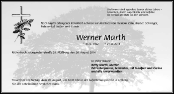 Traueranzeige von Marth Werner von Frankenpost