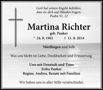 Traueranzeige von Martina Richter von Frankenpost