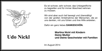 Traueranzeige von Udo Nickl von Frankenpost