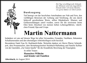 Traueranzeige von Martin Nattermann von Südthüringer Presse