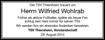 Traueranzeige von Wilfried Wohlrab von Frankenpost