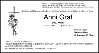Traueranzeige von Anni Graf von Neue Presse Coburg
