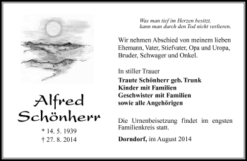 Traueranzeige von Alfred Schönherr von Südthüringer Presse
