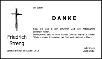 Traueranzeige von Friedrich Streng von Neue Presse Coburg