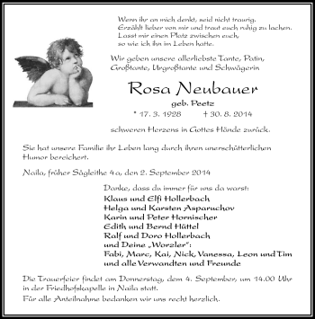 Traueranzeige von Rosa Neubauer von Frankenpost