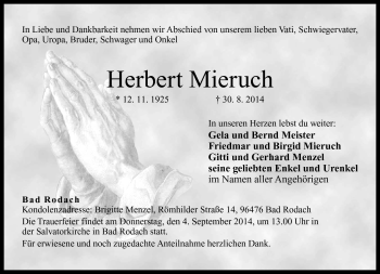 Traueranzeige von Herbert Mieruch von Neue Presse Coburg