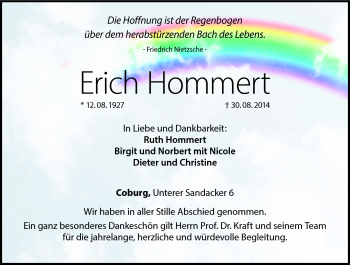 Traueranzeige von Erich Hommert von Neue Presse Coburg