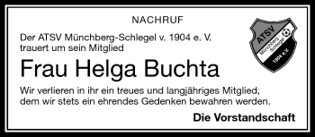 Traueranzeige von Helga Buchta von Frankenpost